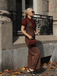 Red 1930s Mesh Patchwork Vertical Stripe Jumpsuit