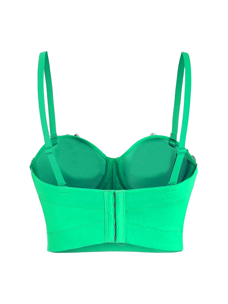 1970s Slip Crystal Cropped Bustier Top