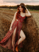 1970s Boho Style Spaghetti Strap Maxi Dress