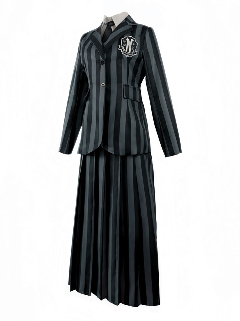 1940s Wednesday Academy Striped Uniform Costume Set