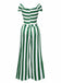[Pre-Sale] Green 1960s Off-Shoulder Stripes Jumpsuit