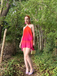 Orange 1960s Gradient Halter Layered Chiffon Mini Dress