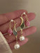 Vintage Gold Edge Tulip Pearl Earrings