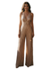 1970s Halter Deep V-Neck Sequin Fringe Jumpsuit
