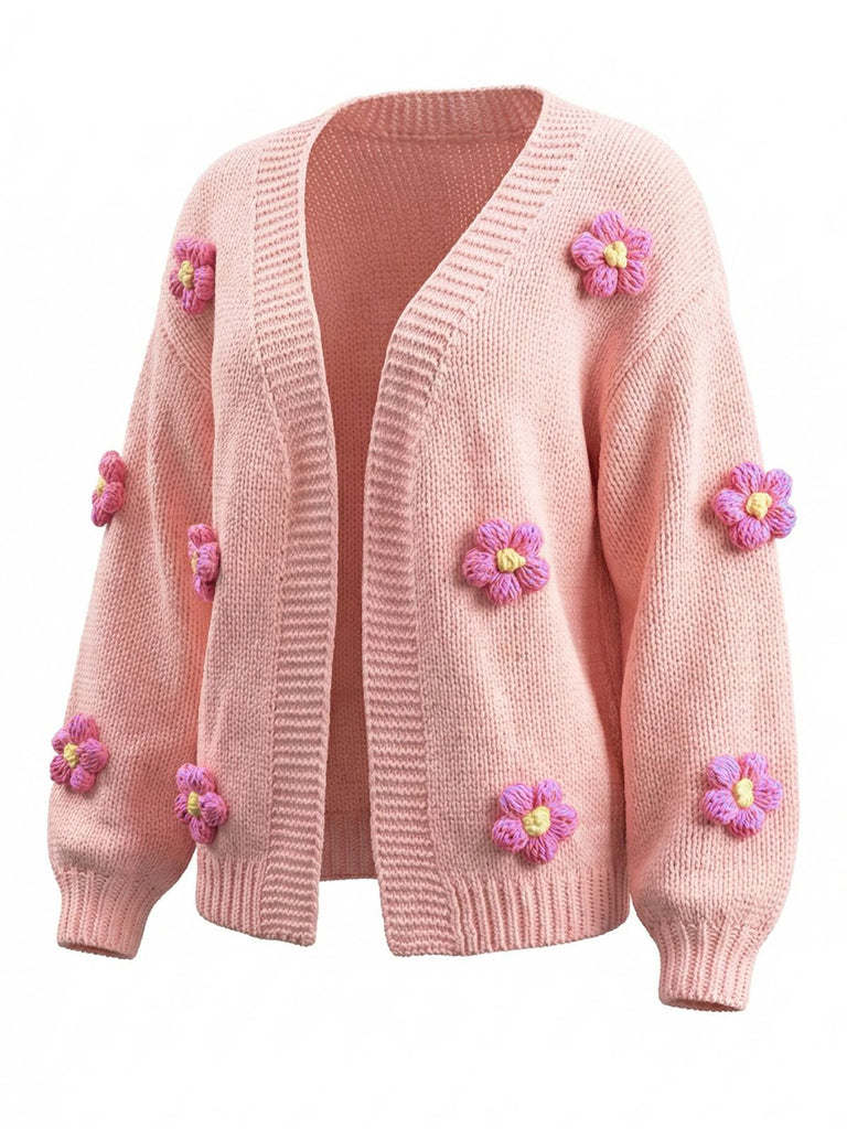 1930s 3D Daisy Long Sleeve Knit Cardigan