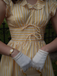Light Yellow 1950s Stripe Ruffle Collar Tie Waist Dress