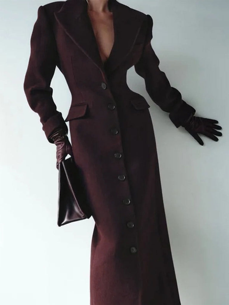 1930s Solid Lapel Button Wool Coat