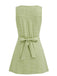Green 1960s V-Neck Houndstooth Sleeveless Dress