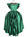 Green 1950s Wednesday Addams Inspired Satin Costume Set