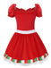 1970s Square Neck Christmas Bow Dress With Petticoat