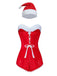 1980s Sequin Christmas Strapless Romper With Hat & Boot Covers