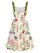 1950s Strap Floral Lace-Up Corset Dress