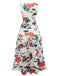 1940s V-Neck Floral Ruched Sleeveless Dress