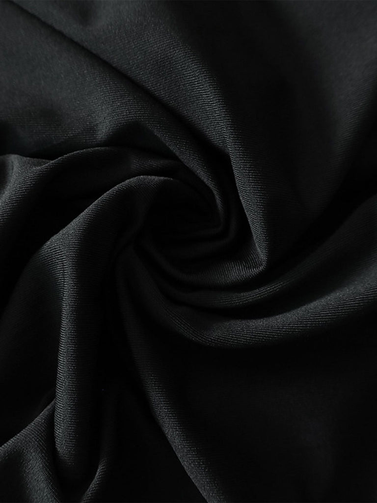 1980s Solid One-Shoulder Evening Backless Dress with Train