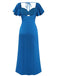 1930s Heart Neck Ruffled Sleeve Satin Dress