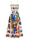 Multicolor 1970s Spaghetti Strap Graffiti Print Dress