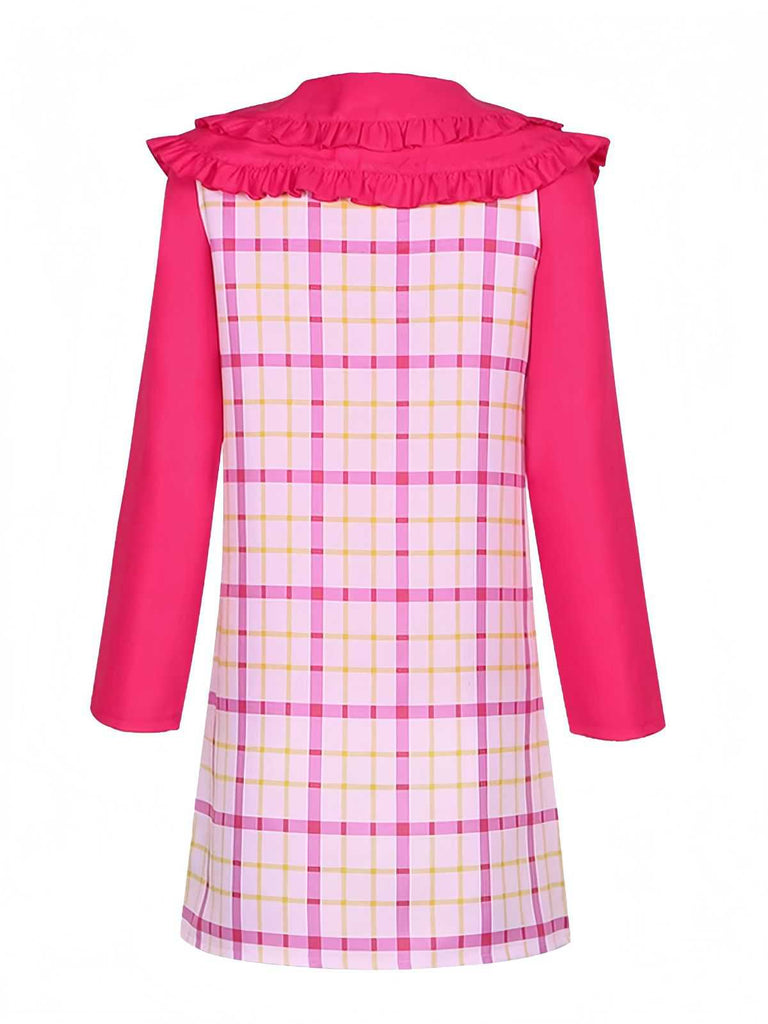 2PCS 1960s Plaids Pocket Wednesday Addams Style Top & Dress