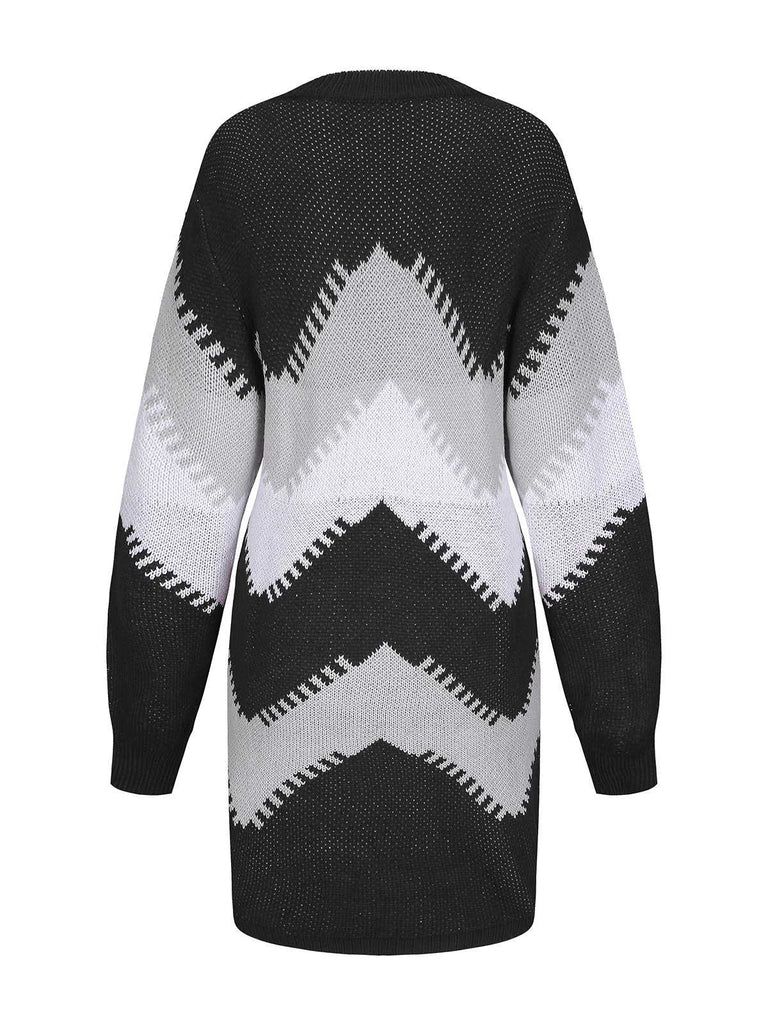 1960s Colorblock Knit Sweater Dress