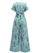 1970s V-Neck Abstract Line Wide-Leg Jumpsuit