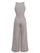 1970s Sleeveless Geometric Print Waist Bow Jumpsuit
