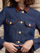 1950s Leather Collar Pocket Denim Jacket