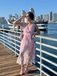 1940s Floral V-Neck Sleeveless Midi Dress