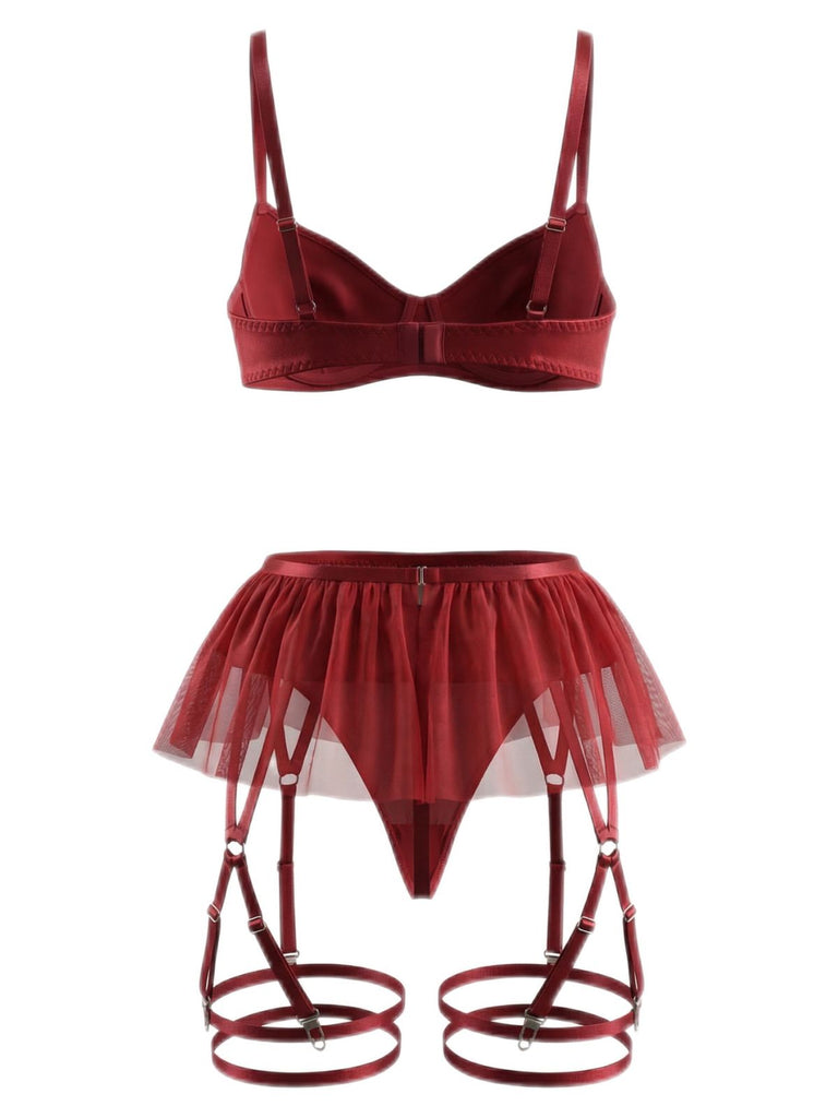 1960s Bow Mesh Patchwork Pajamas Set