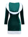 1980s Christmas Fur Trim Hooded Velvet Dress