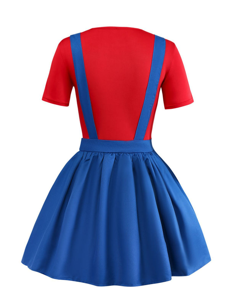 1970s Mario Suspender Dress Set with Hat