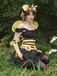 5PCS Yellow & Black 1950s Honey Bee Costume Halloween Cosplay Set