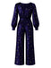 [Pre-Sale] Deep Blue 1950s Star V-Neck Wide-Leg Velvet Jumpsuit