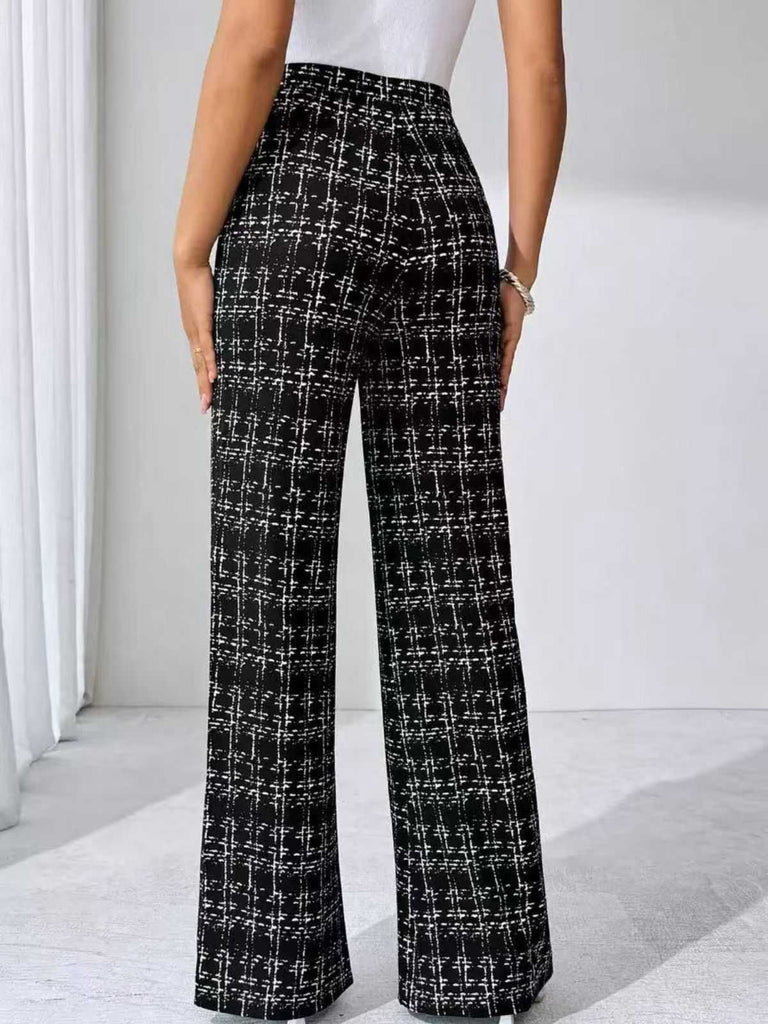 Black 1930s Plaid High Waisted Wide-Leg Pants