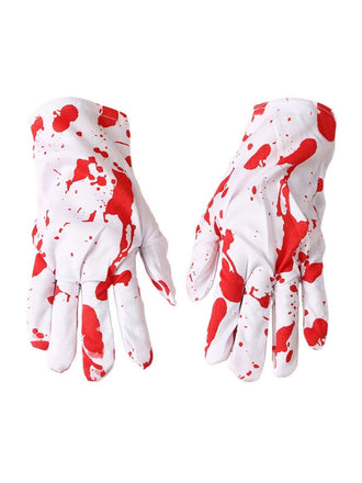 White Halloween Spooky Bloody Gloves