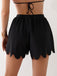 Black 1950s Scallop Trim Solid Bikini Shorts