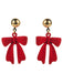 Red Christmas Bow Drop Earrings