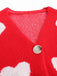 1950s Valentine's Day Heart Print Knit Cardigan