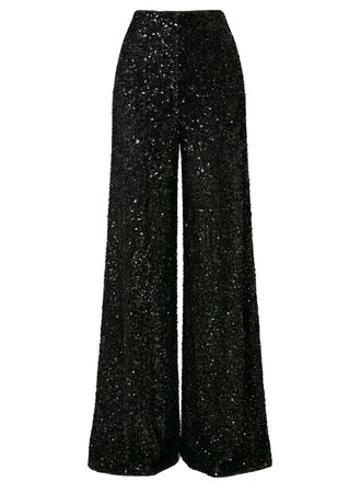 1970s Solid Sequined Disco Wide Leg Pants