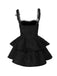 Black 1950s Square Neck Lace Print Cross Bubble Dress