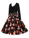 Black 1950s Christmas V-Neck Santa Claus Dress