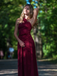 1930s Solid Surplice One-Shoulder Waist Ruched Dress