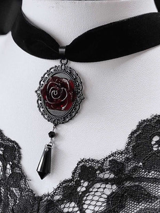 Vintage Dark Rose Victorian Gothic Necklace