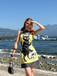 Yellow 1960s Cat Skull Sleeveless A-Line Dress