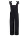Black 1970s Halloween Gothic Skeleton Print Suspender Jumpsuit