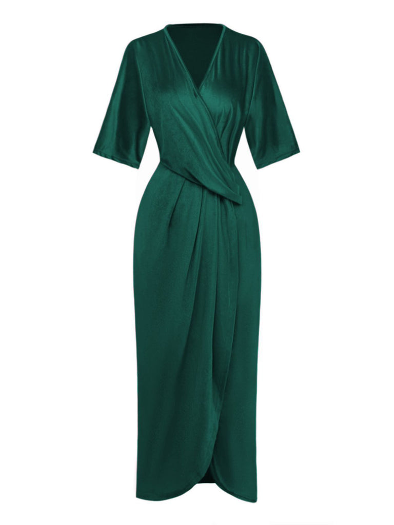 1960s Solid Velvet Half-Sleeve Dress