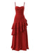 Red 1930s Solid Holiday Ruffle Backless Cami Dress