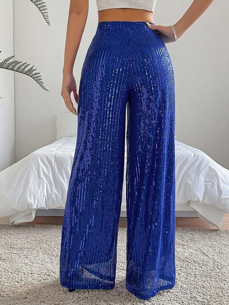 1970s Sequin Loose Flowy Wide-Leg Pants