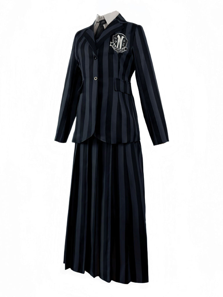 1940s Wednesday Academy Striped Uniform Costume Set