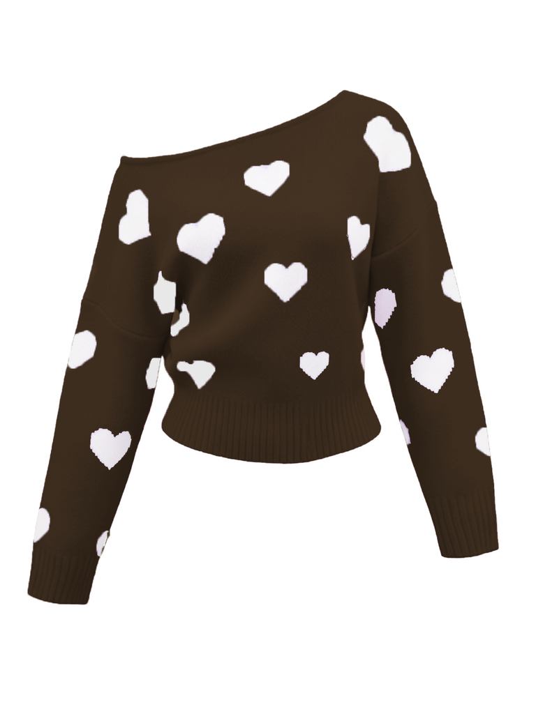 1970s Christmas Snowflake Asymmetrical Shoulder Pullover Sweater