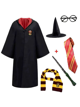 1970s Halloween Wizard School Hooded Robe Costume Set