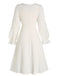 [Plus Size] Beige 1940s Floral Ruffle Sleeve Patchwork Dress